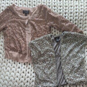 Lot of 2 Sparkly Sequins, American Eagle Sweater and Rue 21 shrug
